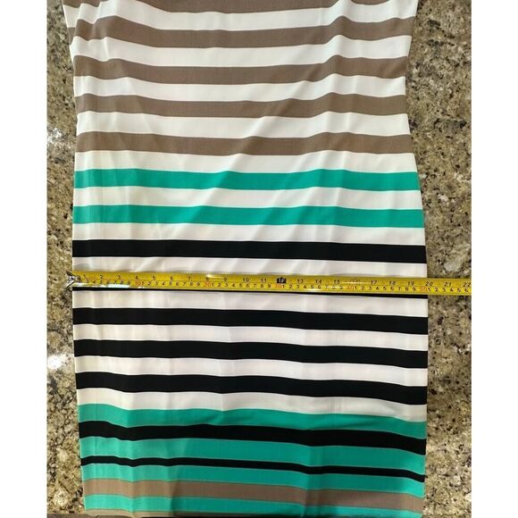 Jessica Howard NEW Size XL Sleeveless Striped Maxi Dress Turquoise, Black, Tan - Picture 13 of 16
